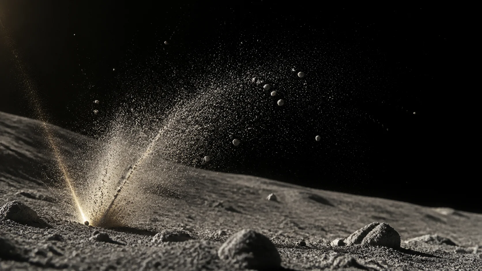 Visualisation d’une micrométéorite éjectant de la vapeur et de la poussière lunaire