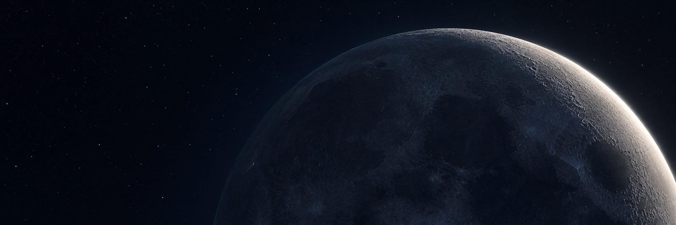 Détail du terminateur lunaire baigné par la lumière cendrée