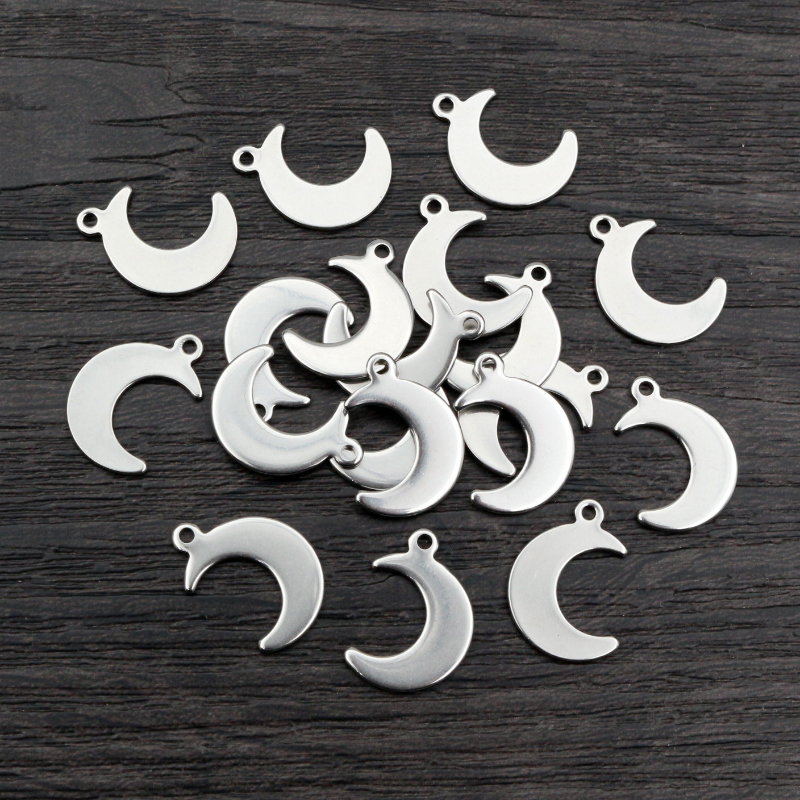 Breloques Croissants de Lune – Lot de 30 en Acier Inoxydable