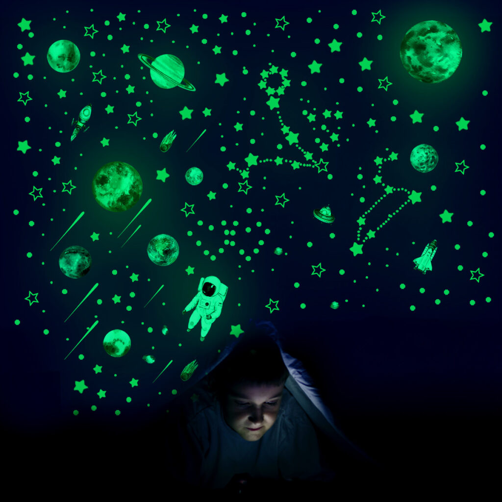 Décoration Murale Ciel Étoilé - Lunes, Planètes et Étoiles Fluorescentes