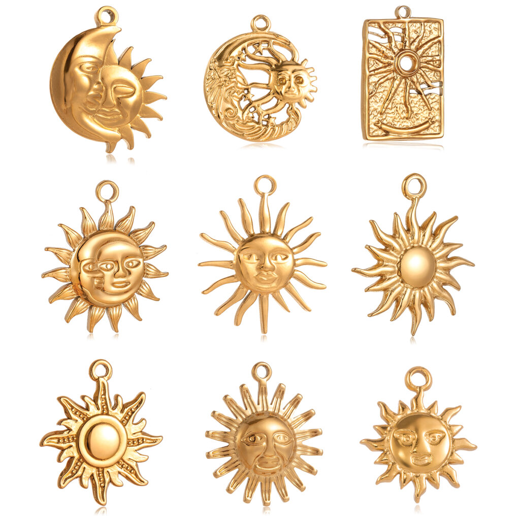 Breloques Soleil & Lune – Lot Doré pour Créations Célestes