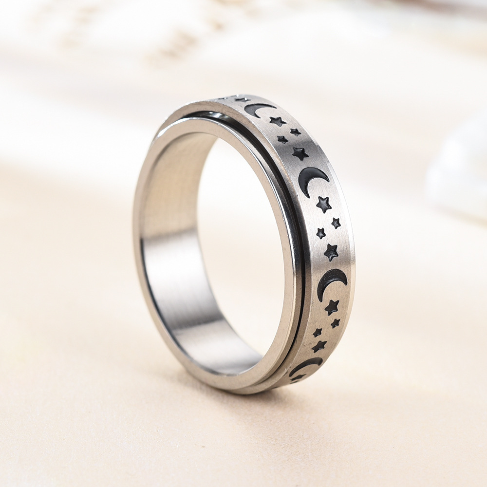 Bague Ouverte Croissants de Lune & Étoiles - Argentée