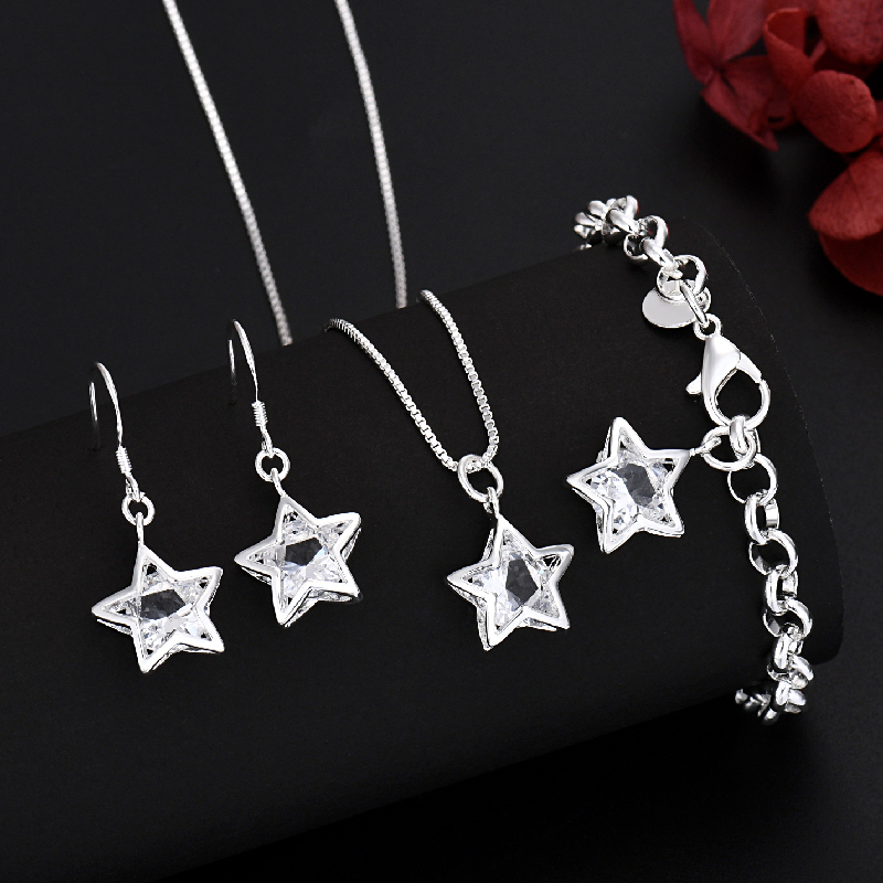 Parure Étoile Cristalline - Collier, Bracelet & Boucles