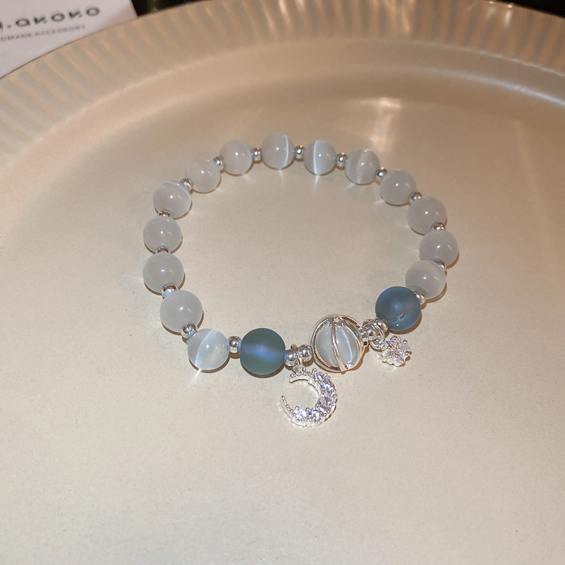 Bracelet Opale Bleue Croissant de Lune & Étoile – Image 4