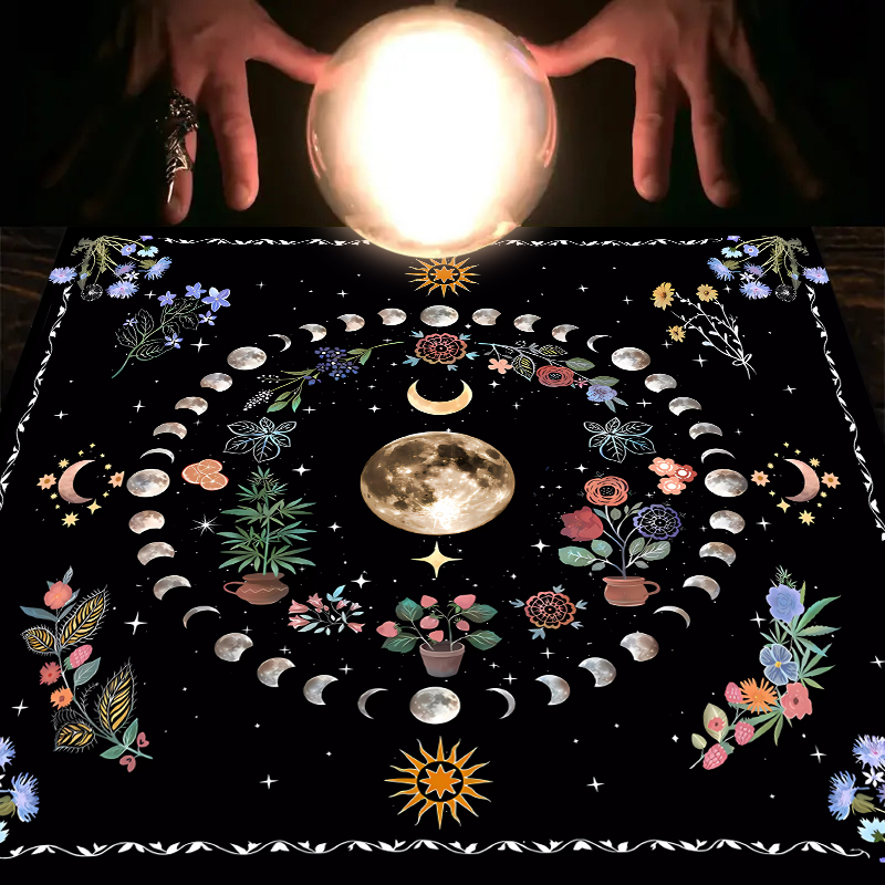 Tapis Phases de Lune & Fleurs – Décor Céleste en Textile
