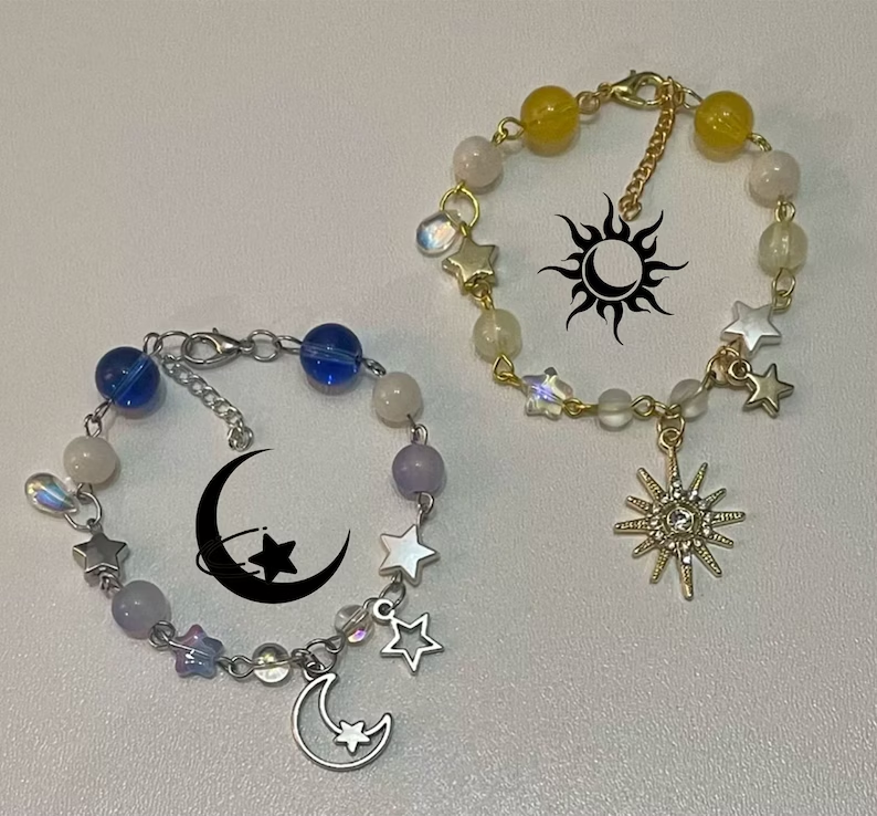 Bracelet Soleil & Lune – Perles Célestes Dorées