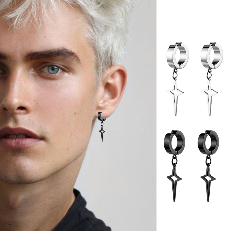 Créoles clips punk étoile - boucles sans perçage en acier