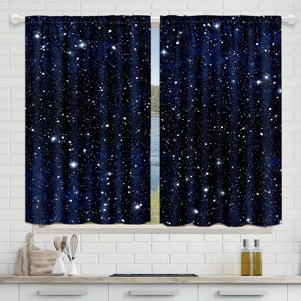 Rideaux Semi-Transparents Ciel Étoilé – Paire de Panneaux Galaxie – Image 3