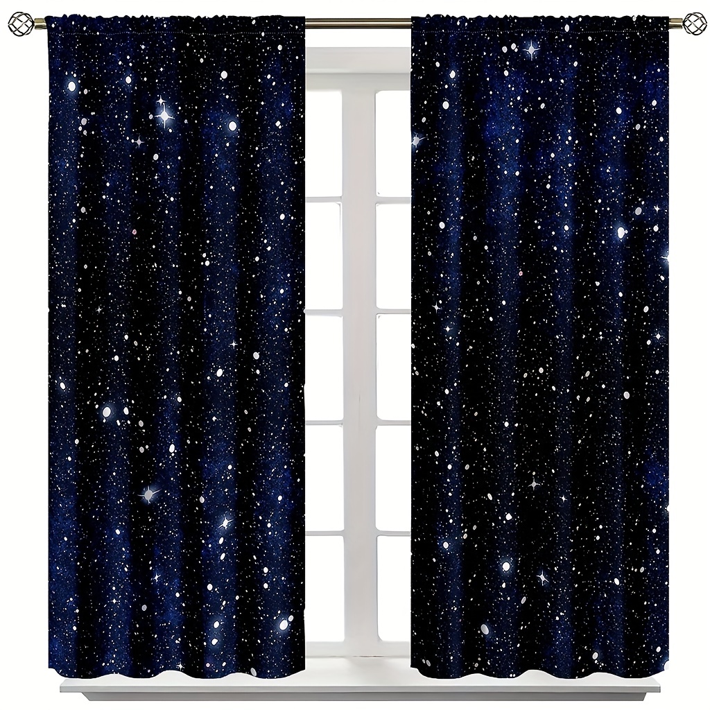 Rideaux Semi-Transparents Ciel Étoilé – Paire de Panneaux Galaxie – Image 4