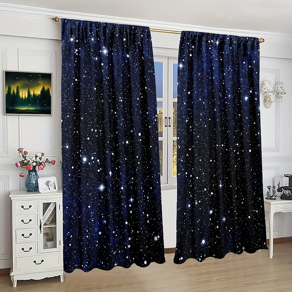 Rideaux Semi-Transparents Ciel Étoilé – Paire de Panneaux Galaxie – Image 5