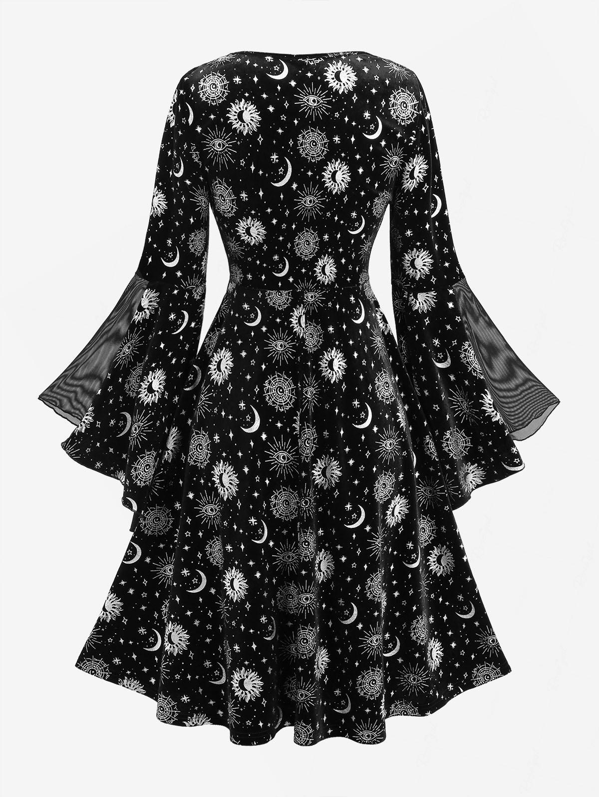 Robe Évasée Lune, Soleil & Étoiles – Laçage et Manches Amples – Image 3
