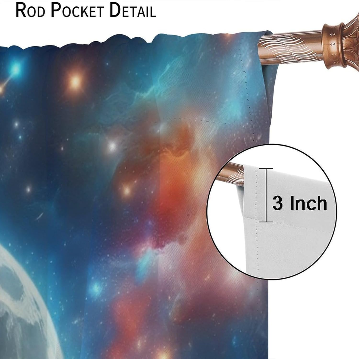Rideaux Occultants Planètes & Lune – Paire de Panneaux Galaxie – Image 5