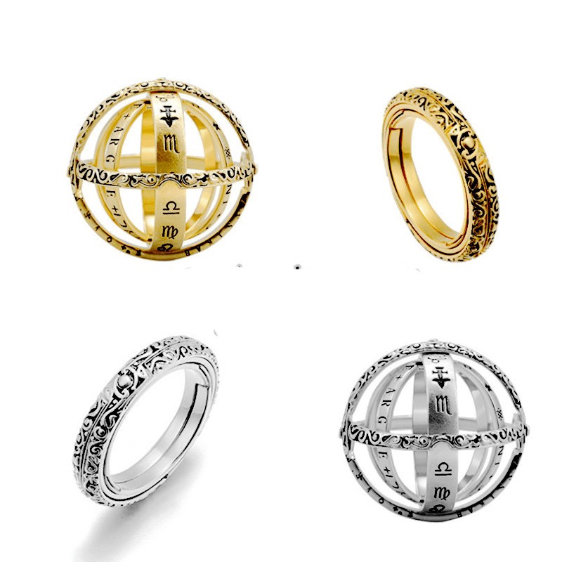Bague Sphérique du Zodiaque - Anneau Céleste Or ou Argent