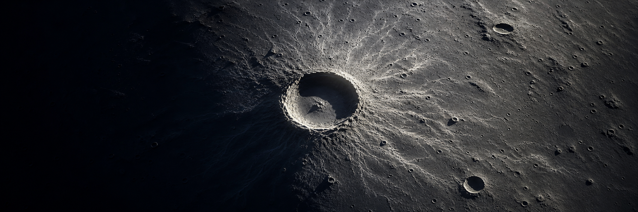 Système de rayons observé sous une lumière lunaire rasante