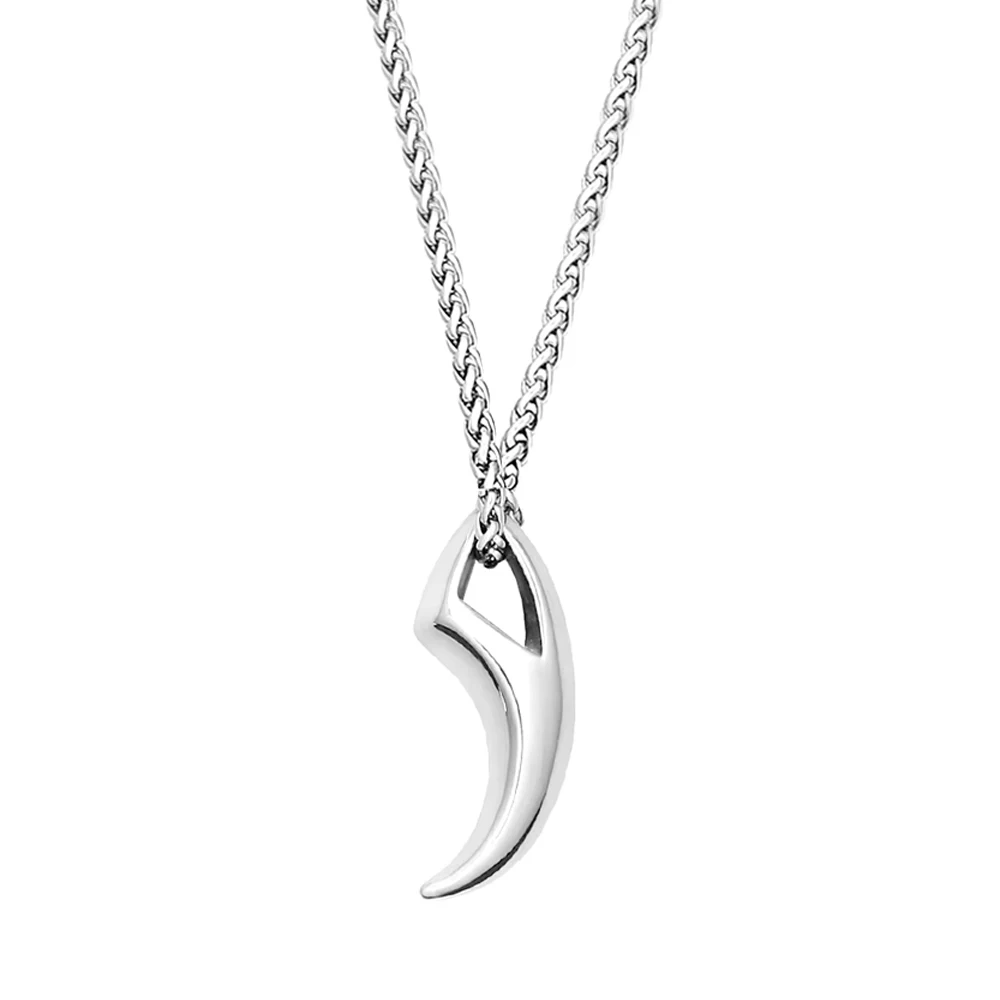Collier croissant viking – Courbe argentée sur chaîne
