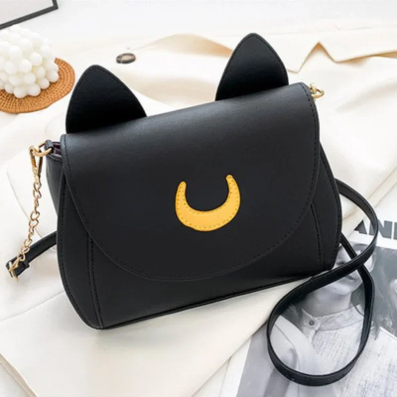 Sac Bandoulière Chat Noir – Croissant de Lune Doré