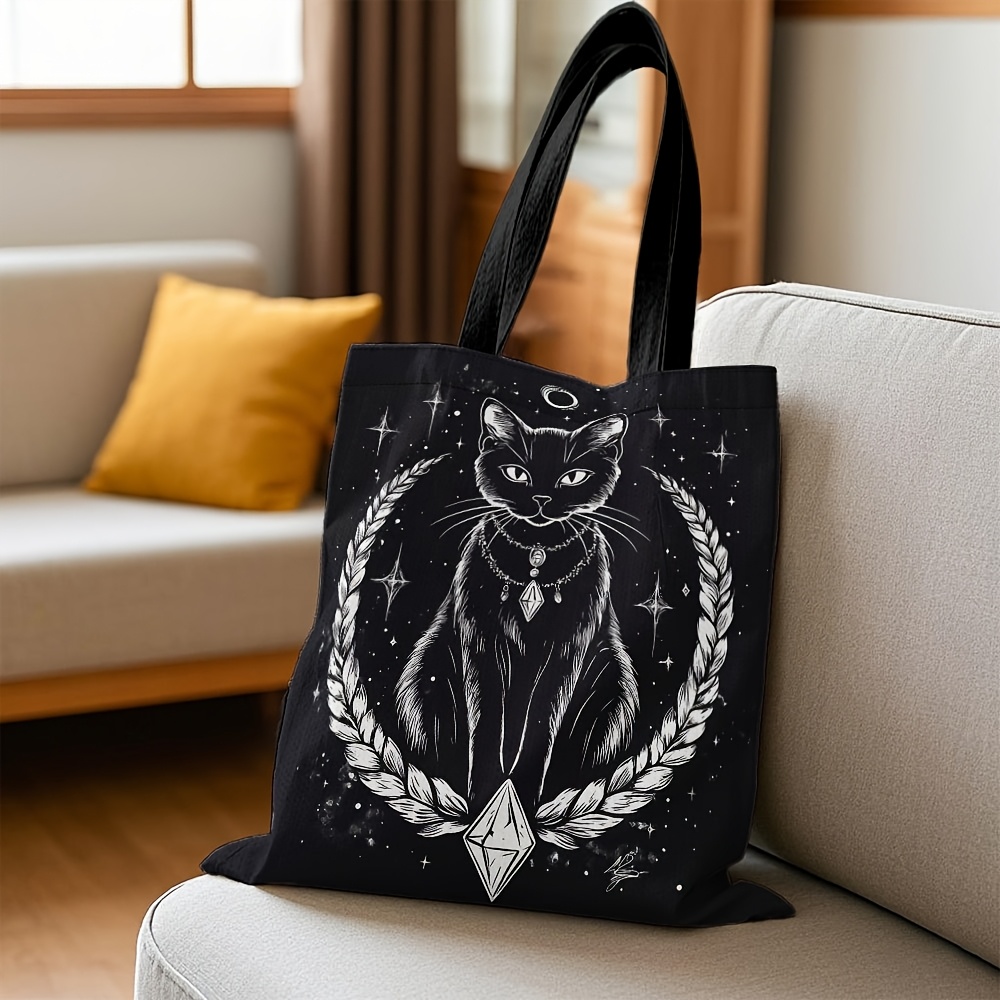 Tote Bag Chat Noir & Constellations – Lune Étoilée