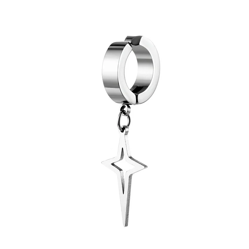 Boucle d’oreille clip étoile argentée – 38 mm