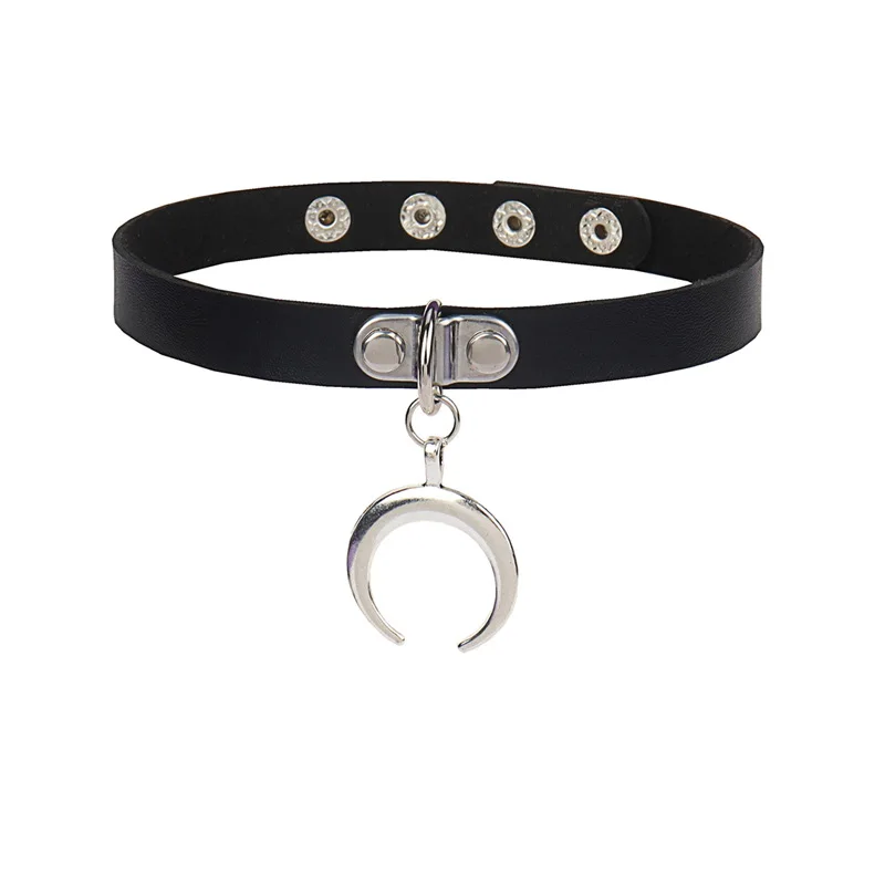 Collier ras-de-cou gothique croissant de lune