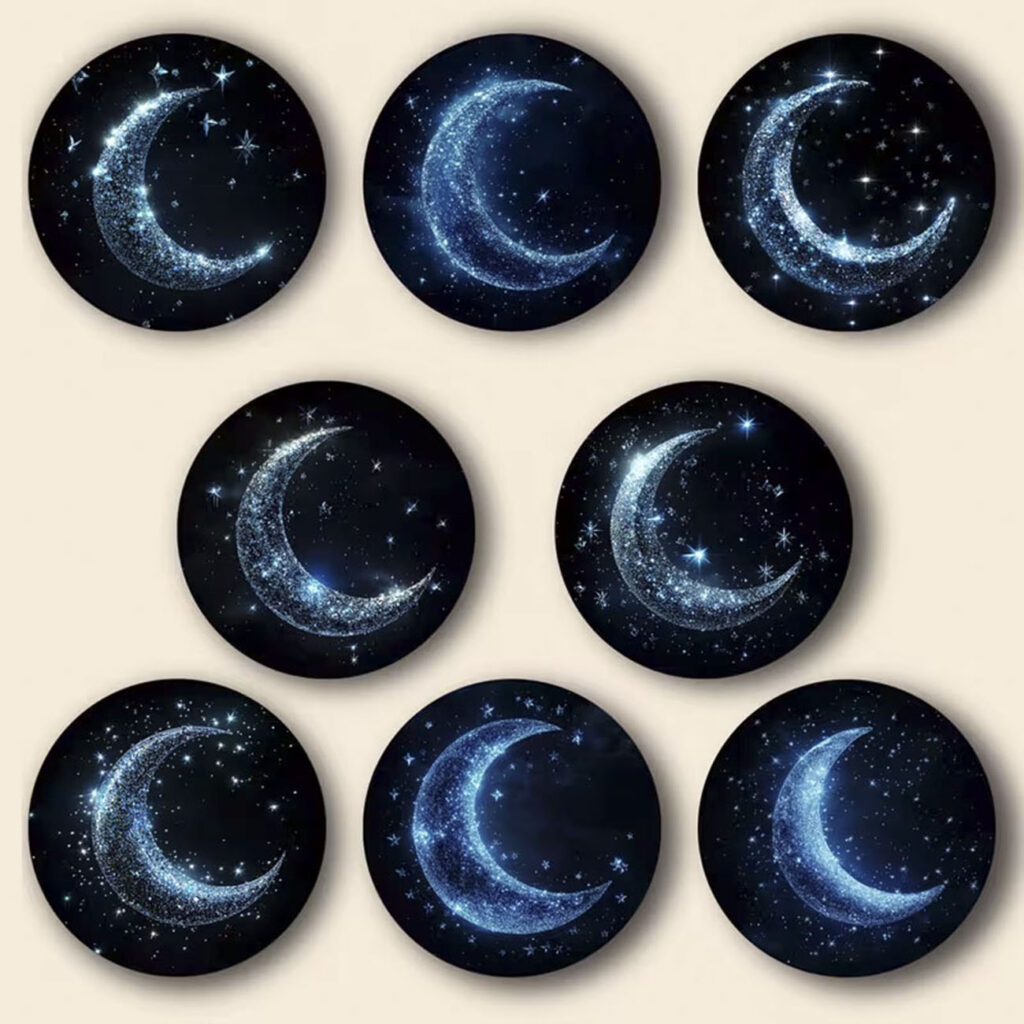 Sous-Verres Lune & Ciel Étoilé – Set de 8 Pièces