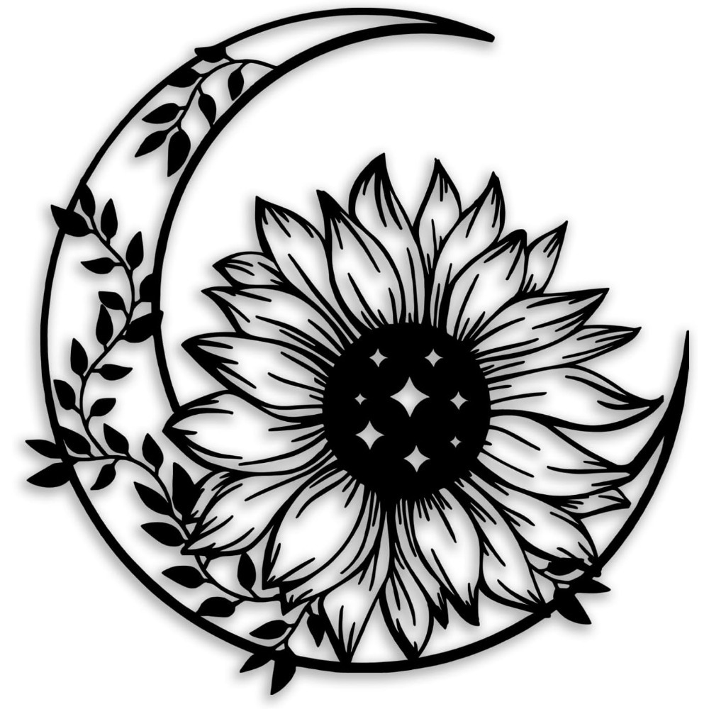 Décoration Murale Soleil & Lune – Fleur Stellaire et Feuillage