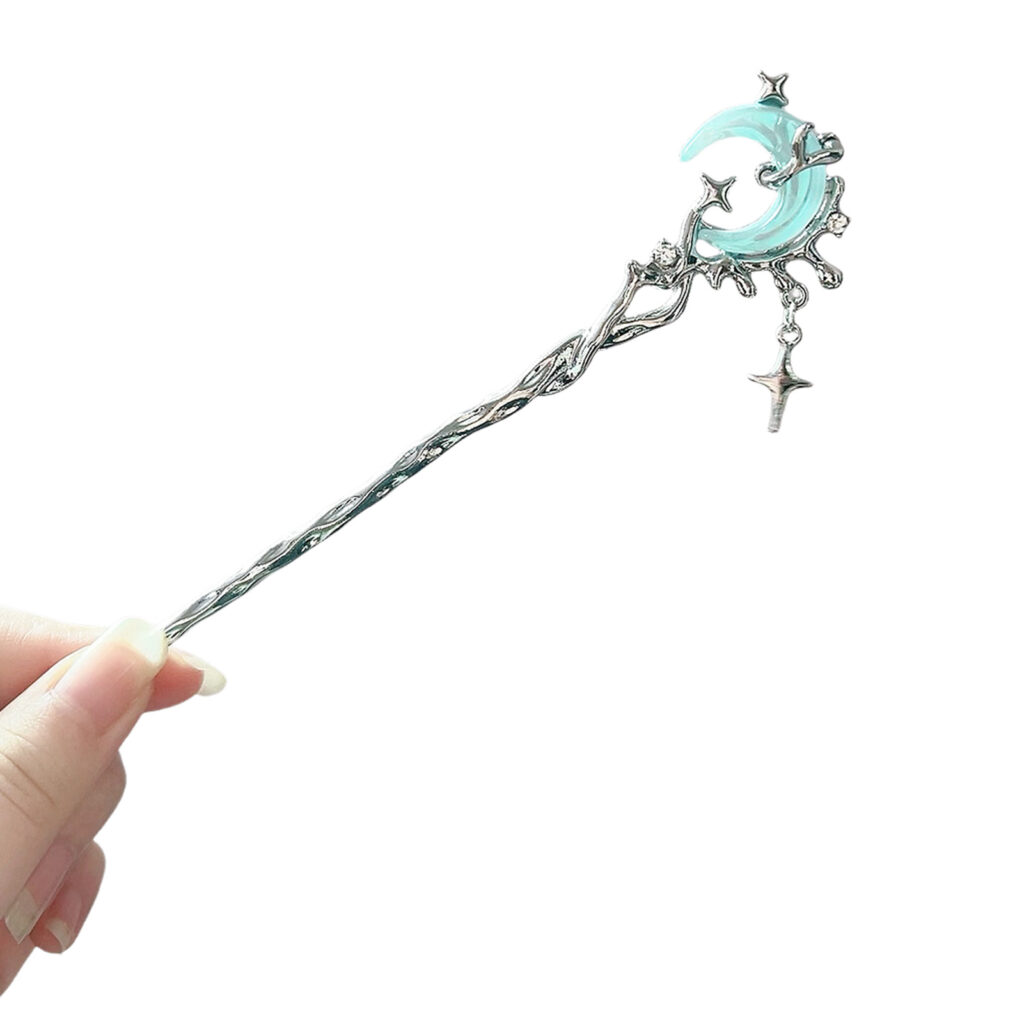 Épingle à Cheveux Croissant de Lune – Étoile & Éclat Bleu