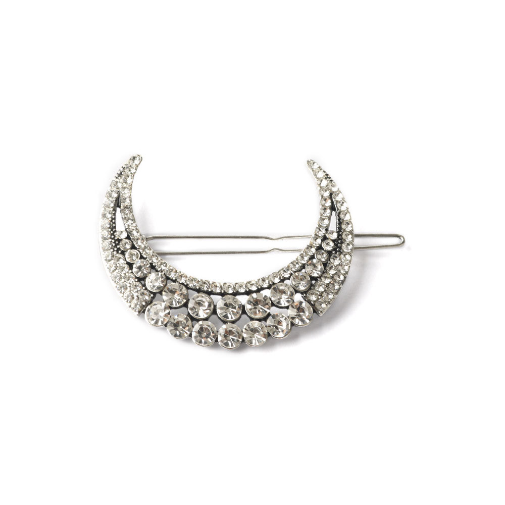 Barrette Croissant de Lune – Cristaux Argentés