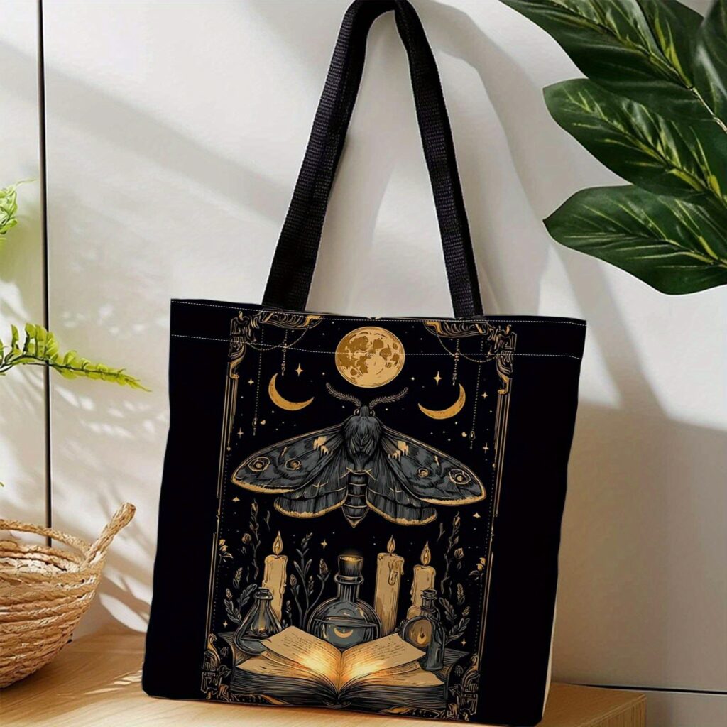 Sac Cabas Papillon de Nuit – Lune & Grimoire
