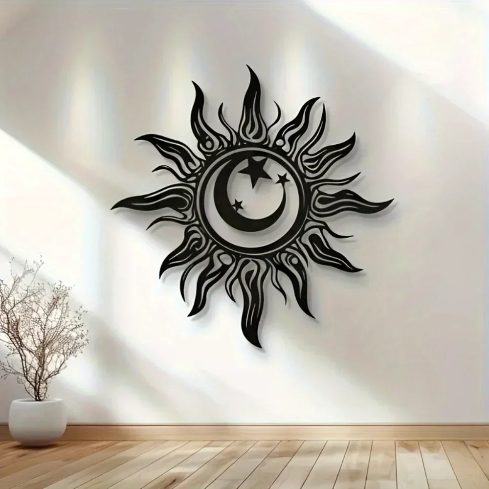 Décoration Murale Soleil & Lune – Médaillon Noir