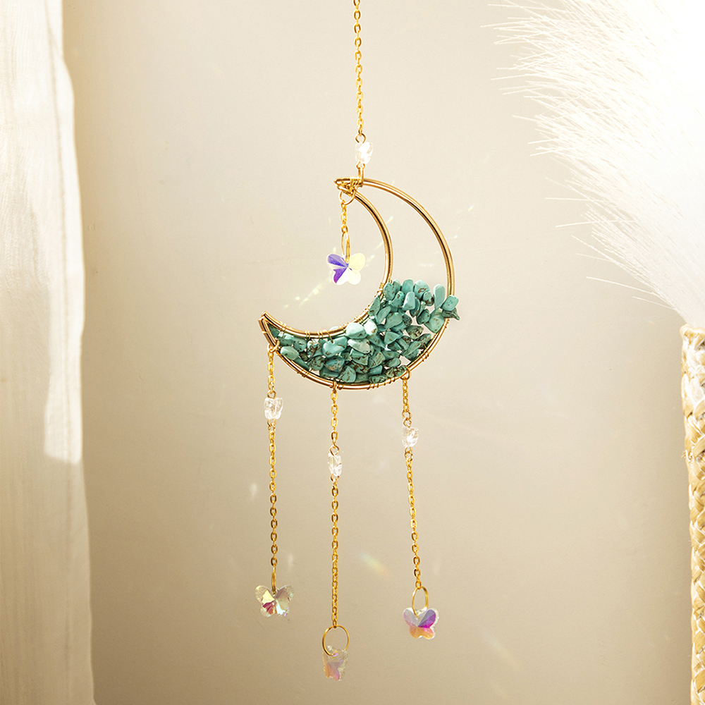 Attrape-Soleil Croissant de Lune – Pierres Turquoise