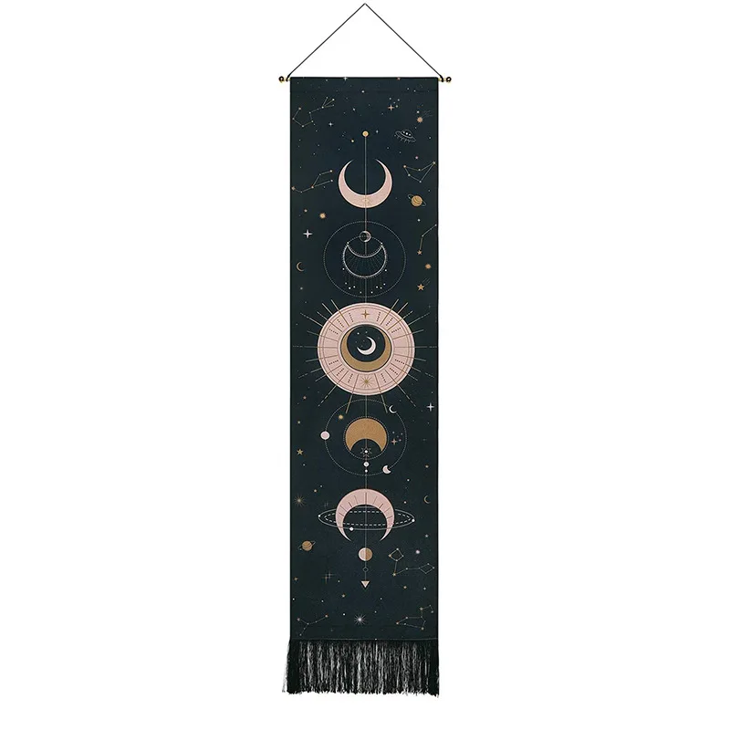 Tenture astrologique noire lune et constellations